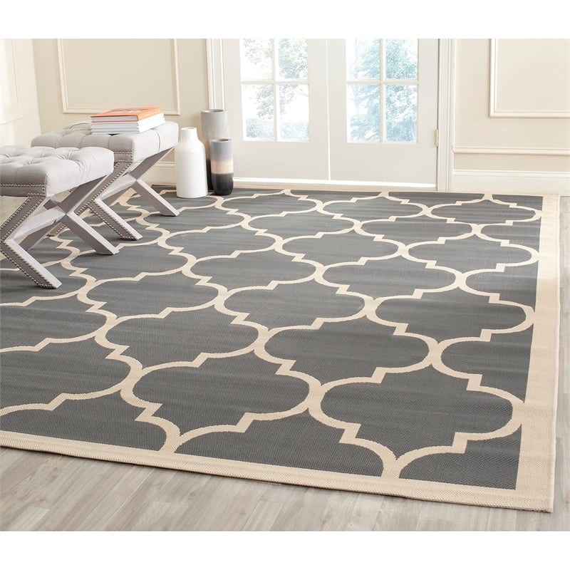 Safavieh Courtyard Polypropylene Runner Rug CY6914-268-3 in Navy and Beige