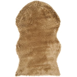 Safavieh Faux Sheep Skin Acrylic Accent Rug FSS115E-2 in Camel