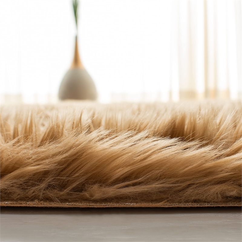 Safavieh Faux Sheep Skin Acrylic Accent Rug FSS115E-2 in Camel