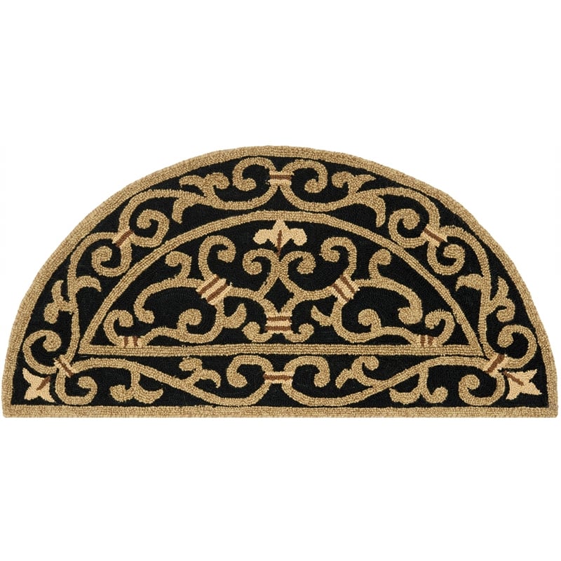 Safavieh Chelsea Wool Moon Half Rug HK11A-3HM in Black
