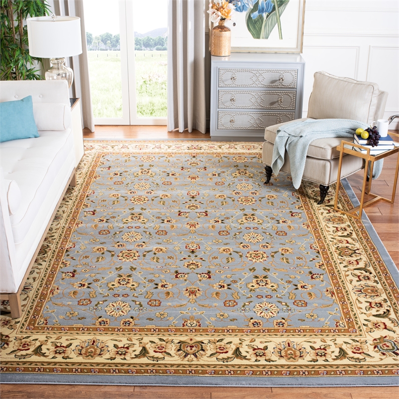 Safavieh Lyndhurst 9' X 12' Power Loomed Rug in Light Blue / Ivory