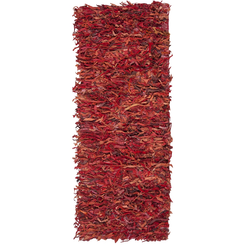 Safavieh Leather Shag Leather Runner Rug LSG511N-24 in Grey