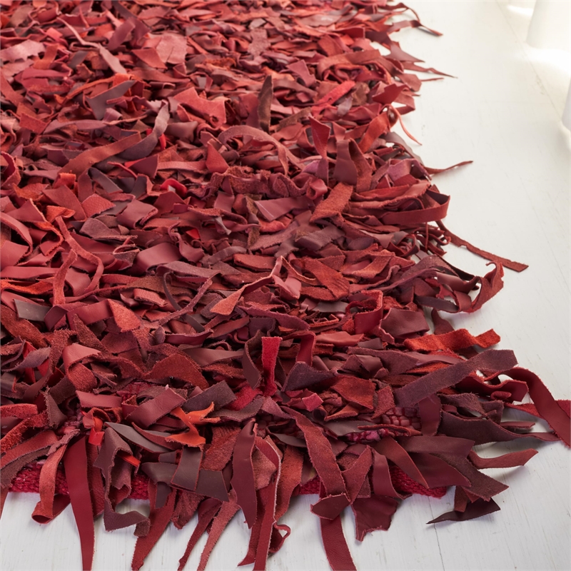 Safavieh Leather Shag Leather Runner Rug LSG511N-26 in Grey