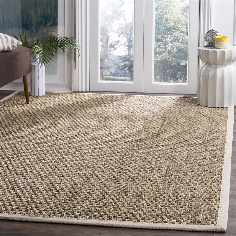 Safavieh Natural Fiber Sisal and Sea Grass Small Rectangle Rug NF114J-4 in Natural and Ivory