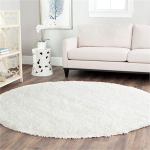 Safavieh Shag 4'-0&quot X 4'-0&quot Round Power Loomed Rug In White