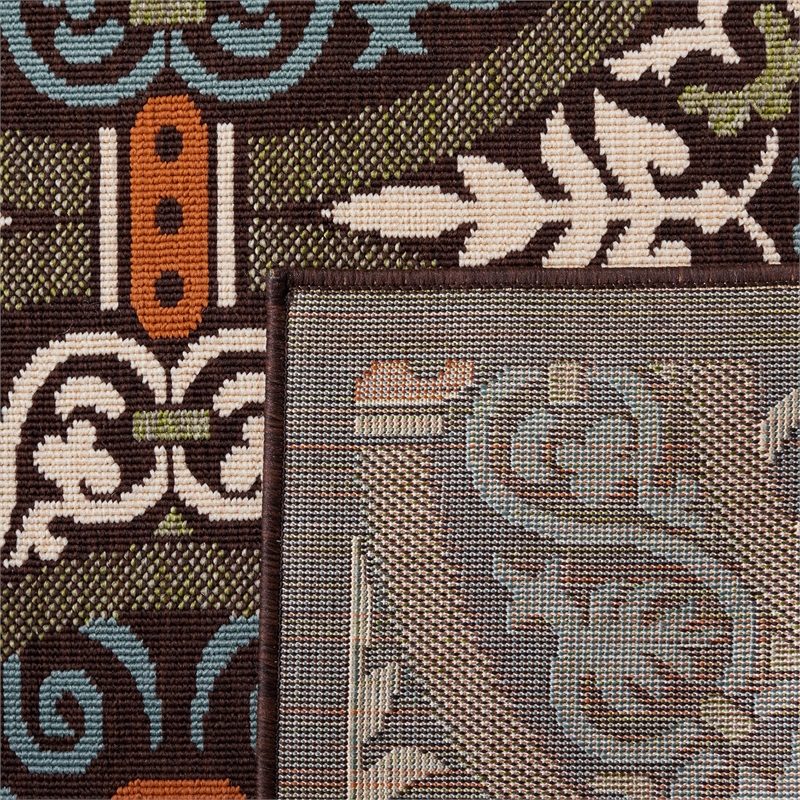Safavieh Veranda Polypropylene Medium Rectangle Rug VER055-0723-5 in Chocolate and Aqua