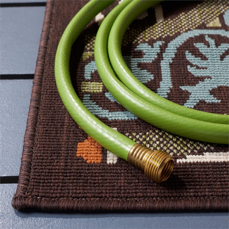 Safavieh Veranda Polypropylene Medium Rectangle Rug VER055-0723-5 in Chocolate and Aqua