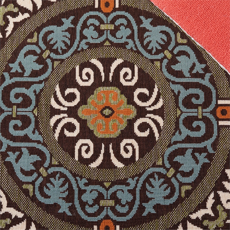 Safavieh Veranda Polypropylene Medium Rectangle Rug VER055-0723-5 in Chocolate and Aqua
