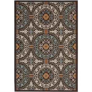 safavieh veranda polypropylene medium rectangle rug ver055-0723-5 in chocolate and aqua
