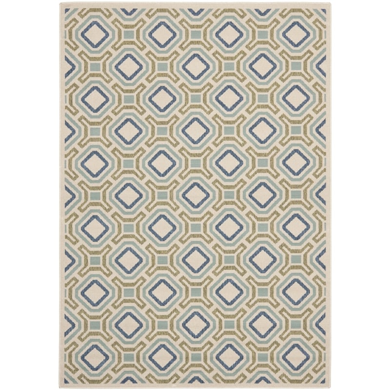 Safavieh Veranda Polypropelene Medium Rectangle Rug VER089-0614-5 in Cream and Green