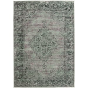 Safavieh Vintage 5'-3&quot X 7'-6&quot Polyester Power Loomed Rug In Light Blue