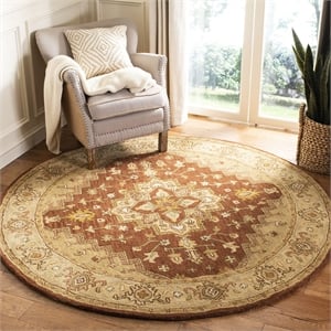 Safavieh Heritage Round Rug in Rust / Gold