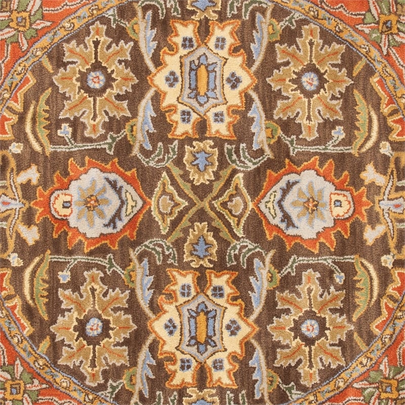 Safavieh Heritage Round Rug in Chocolate / Tangerine