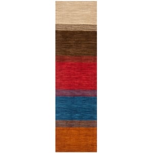 Safavieh Himalaya 2'-3&quot X 8' Wool Hand Loomed Rug in Orange / Multi-Color