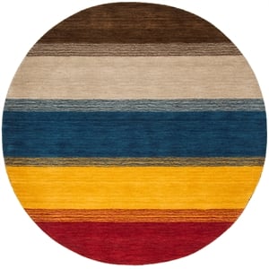 Safavieh Himalaya 6' X 6' Round Wool Hand Loomed Rug in Orange / Multi-Color