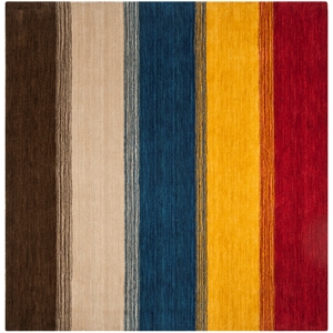 Safavieh Himalaya 6' X 6' Square Wool Hand Loomed Rug in Orange / Multi-Color