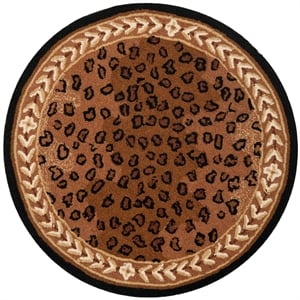 Safavieh Chelsea 7' X 7' Round Wool Hand Hooked Rug in Black / Brown