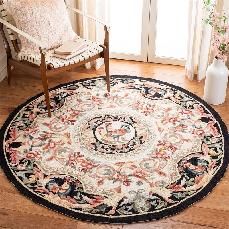 Safavieh Chelsea Round Rug in Ivory / Black