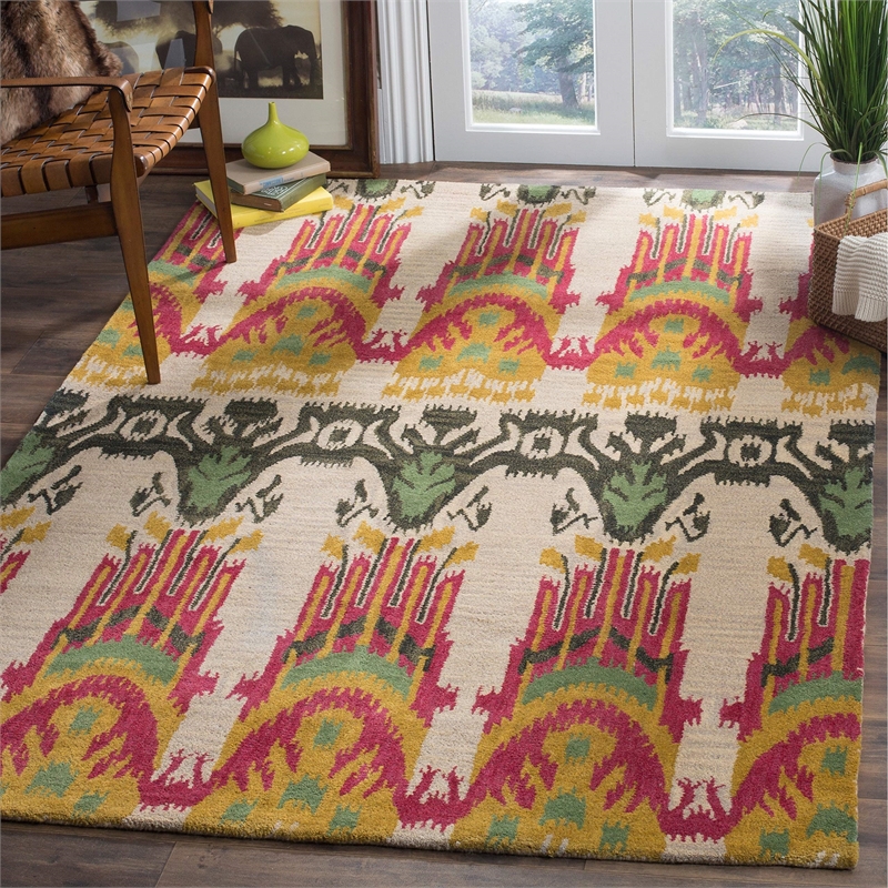 Safavieh Ikat Square Rug in Beige / Yellow