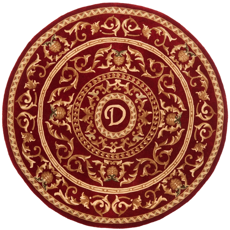 Safavieh Naples 6' X 6' Round Wool Hand Tufted Rug in Burgundy