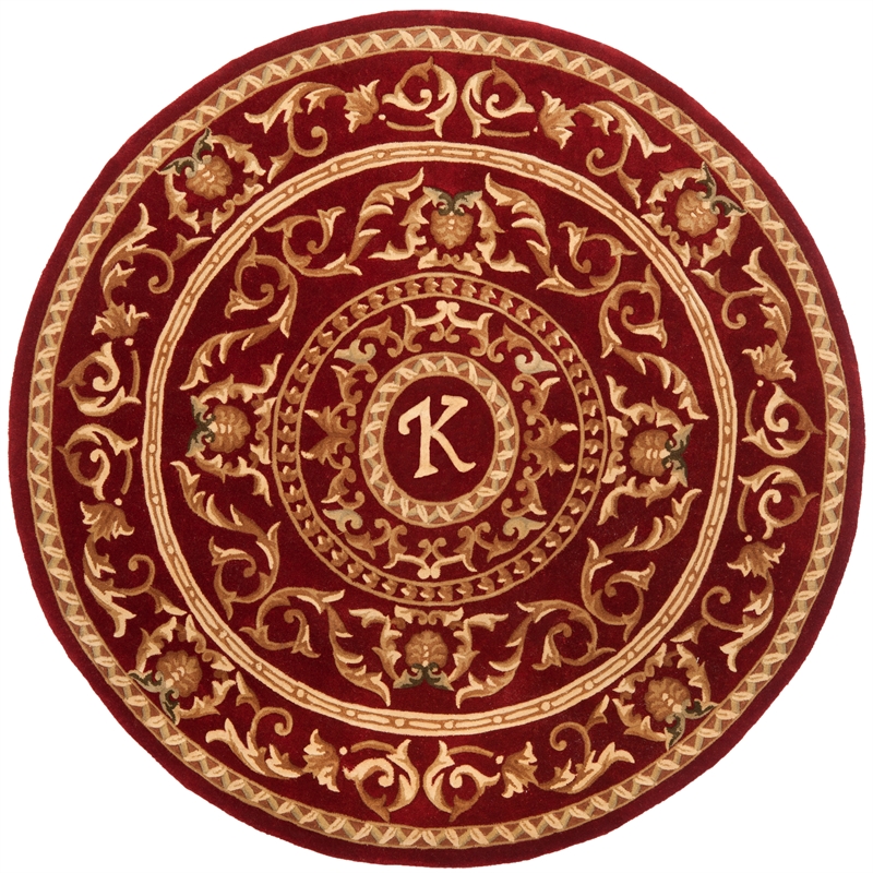 Safavieh Naples 6' X 6' Round Wool Hand Tufted Rug in Burgundy