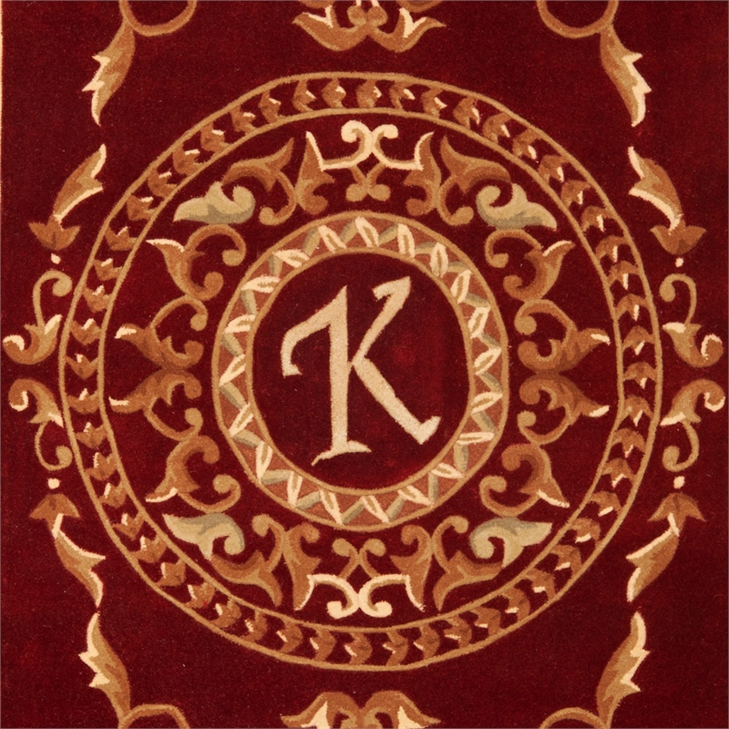 Safavieh Naples 6' X 6' Round Wool Hand Tufted Rug in Burgundy