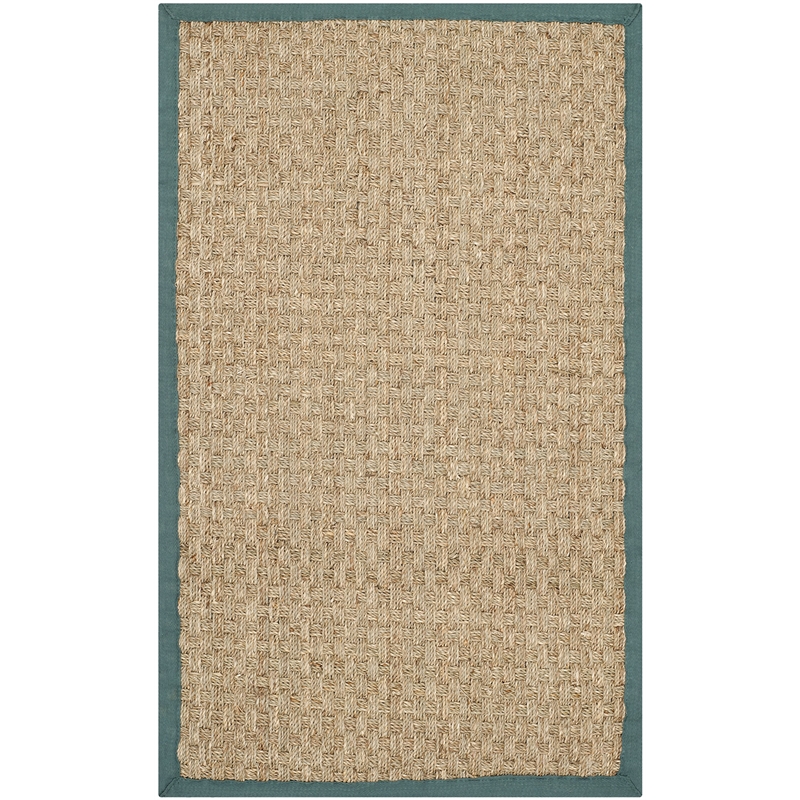 Safavieh Natural Fiber Runner Rug in Natural / Light Blue