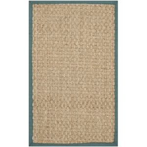 Safavieh Natural Fiber Runner Rug in Natural / Light Blue