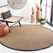 Safavieh Natural Fiber Round Rug in Natural / Black