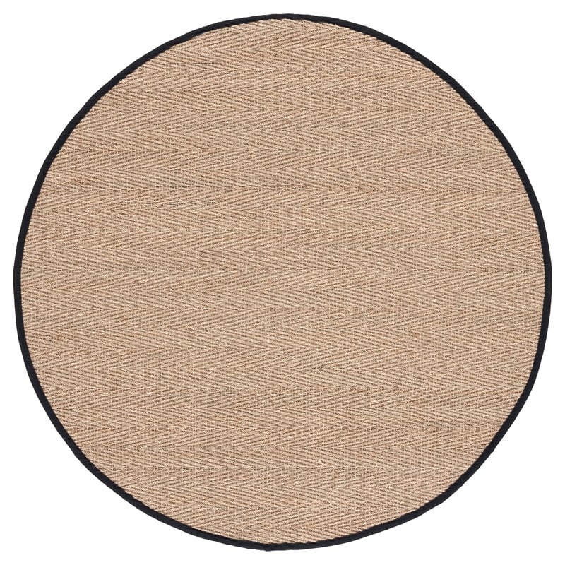 Safavieh Natural Fiber Round Rug in Natural / Black