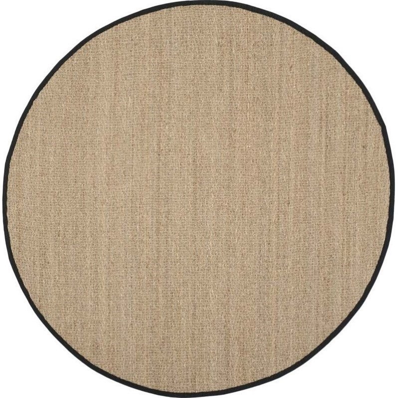 Safavieh Natural Fiber Round Rug in Natural / Black Cymax Business