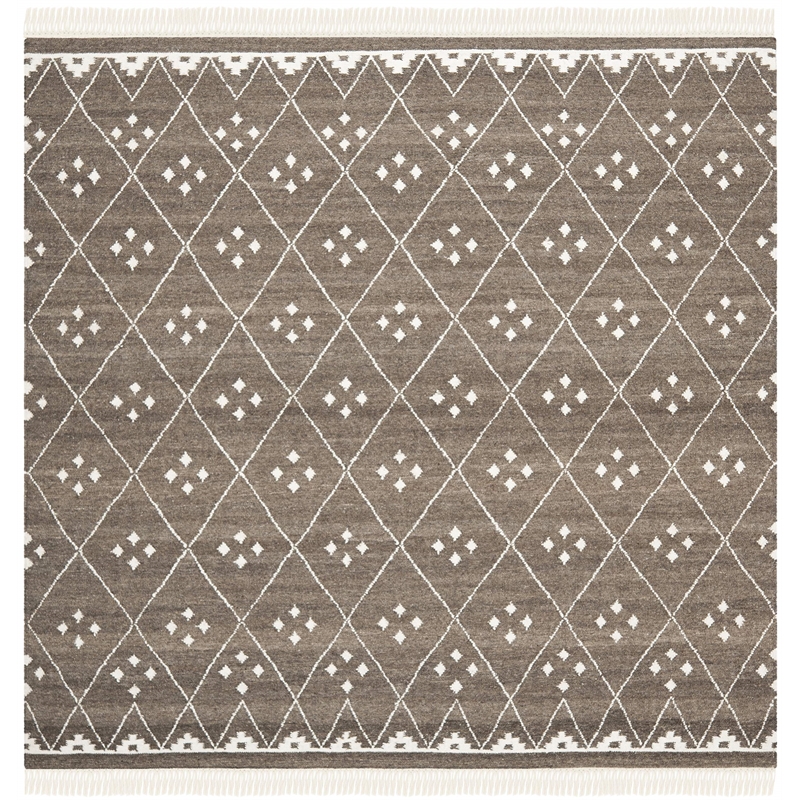 Safavieh Natural Kilim Square Rug in Brown / Ivory