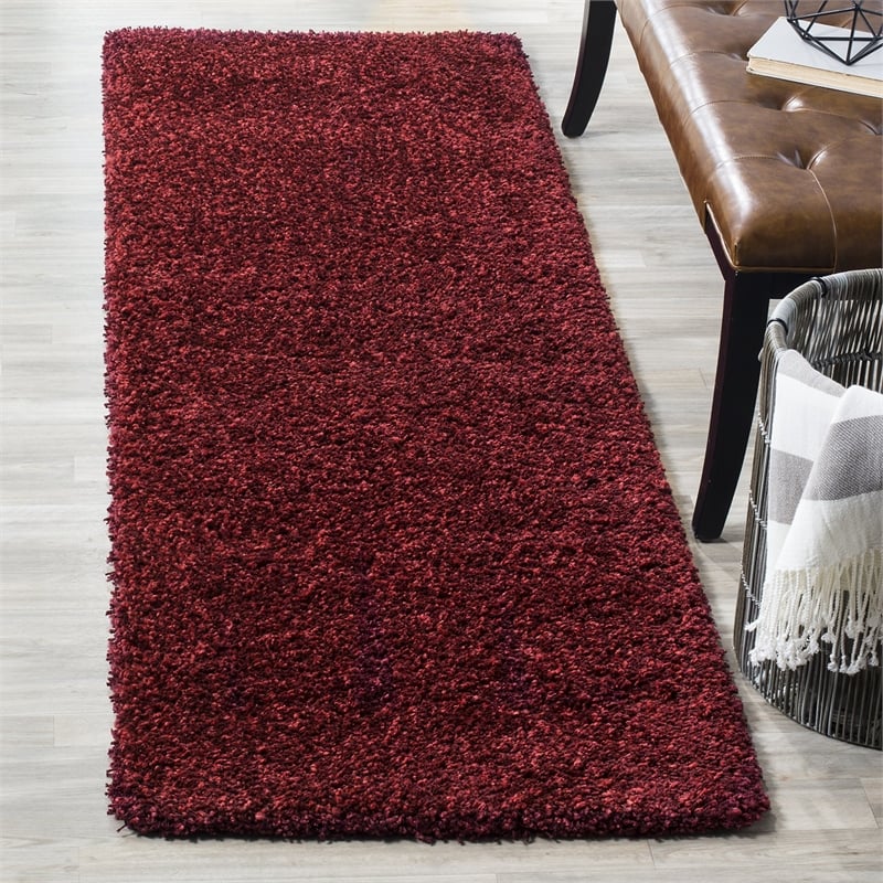 Safavieh California Shag Runner Rug in Maroon