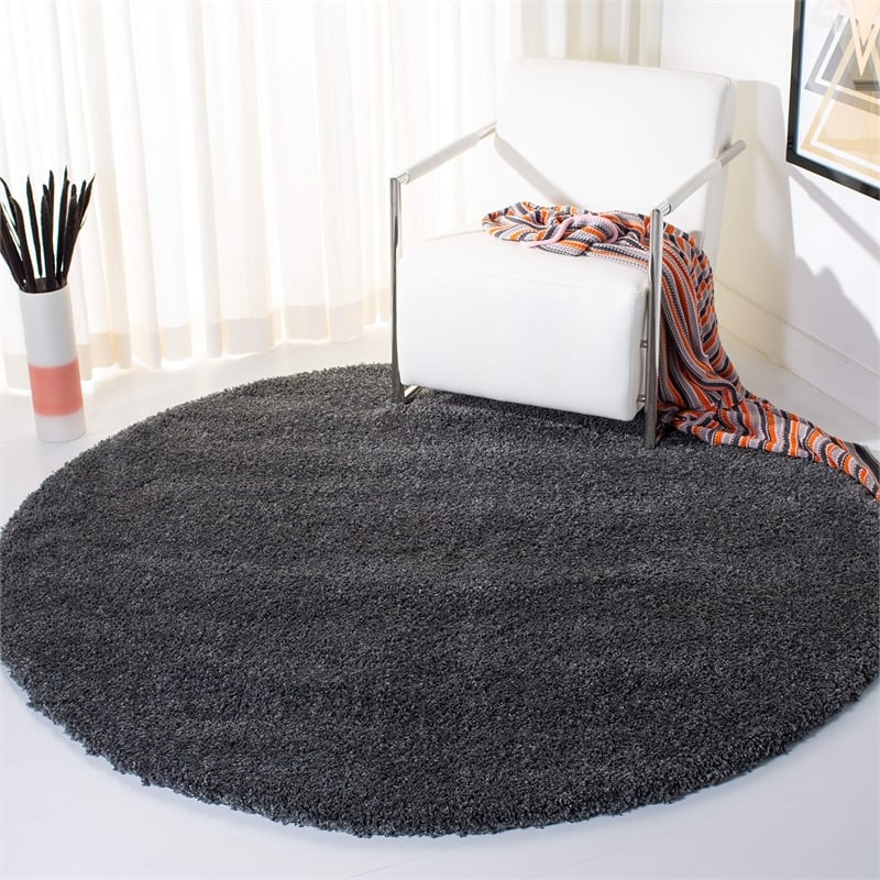 Safavieh California Shag Round Rug in Dark Grey