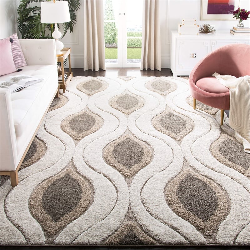 Safavieh Florida Shag Oversized Rug in Cream / Smoke