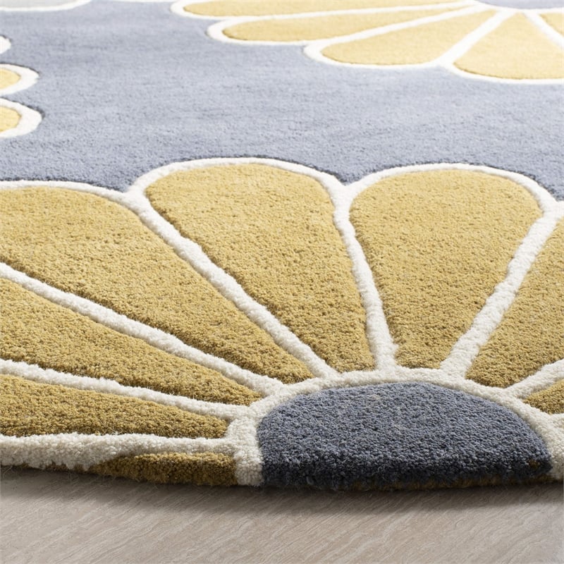 Safavieh Soho Round Rug in Grey / Yellow