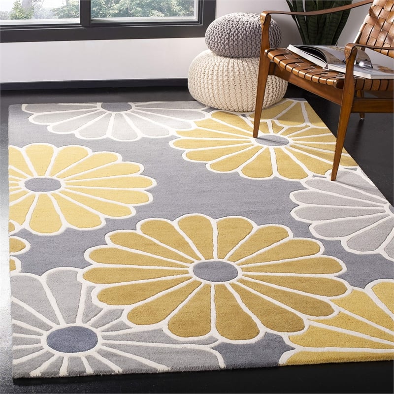 Safavieh Soho Square Rug in Grey / Yellow