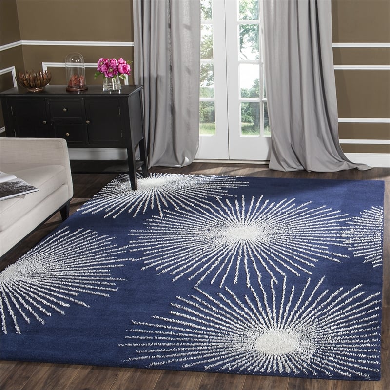 Safavieh Soho Square Rug in Dark Blue / Ivory