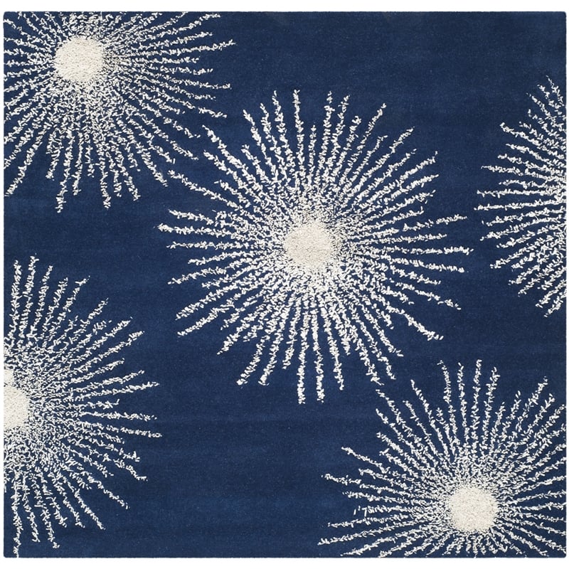 Safavieh Soho Square Rug in Dark Blue / Ivory