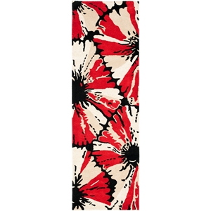Safavieh Soho 2'-6&quot x 8'-0&quot Wool and Viscose Hand Tufted Rug in Black / Red