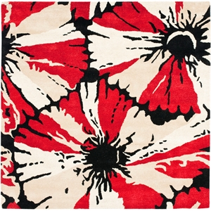 Safavieh Soho 6'-0&quot x 6'-0&quot Square Wool and Viscose Hand Tufted Rug in Black/Red