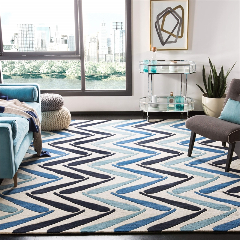 Safavieh Soho Square Rug in Ivory / Blue