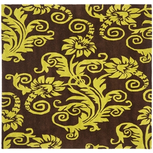 Safavieh Soho 6'-0&quotx 6'-0&quotSquare Wool and Viscose Hand Tufted Rug in Brown/Green