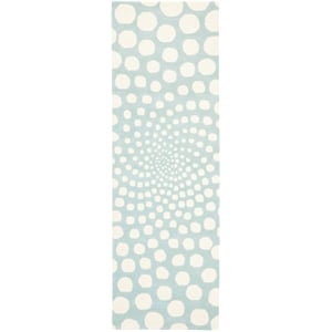 Safavieh Soho 2'-6&quot x 6'-0&quot Wool and Viscose Hand Tufted Rug in Blue / Ivory