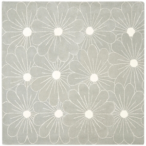 Safavieh Soho 6'-0&quot x 6'-0&quot Wool and Viscose Hand Tufted Rug in Blue / Ivory