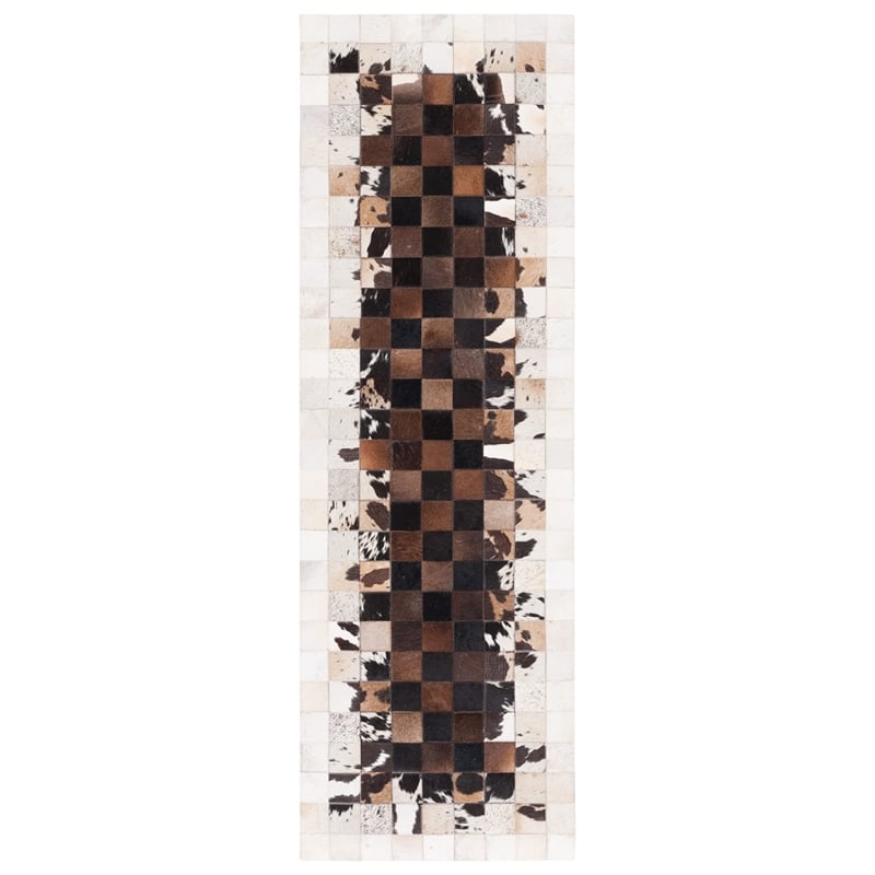 Safavieh Studio Leather Runner Rug in Ivory / Dark Brown