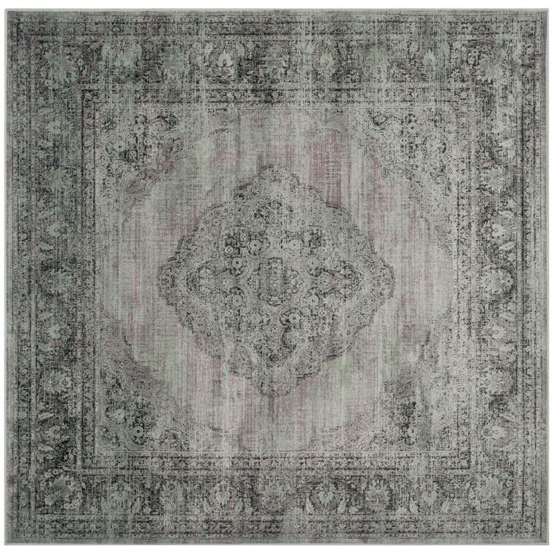 Safavieh Vintage 6' X 6' Square Polyester Power Loomed Rug In Light Blue