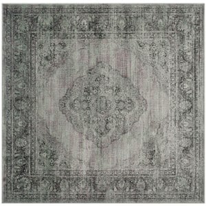 Safavieh Vintage 6' X 6' Square Polyester Power Loomed Rug In Light Blue