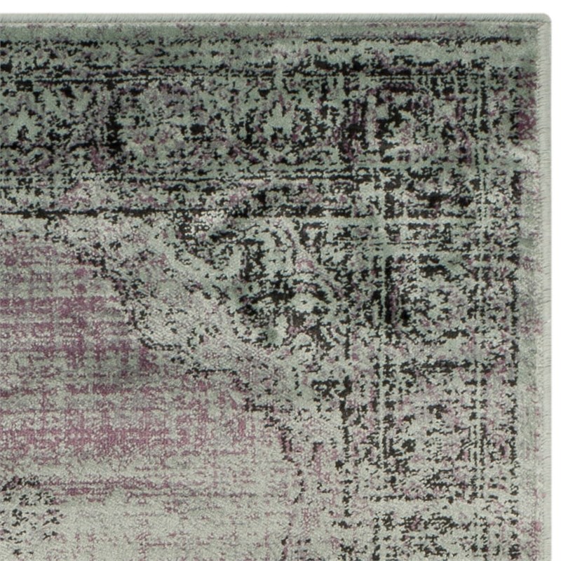 Safavieh Vintage 6' X 6' Square Polyester Power Loomed Rug In Light Blue