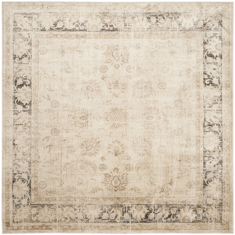 Safavieh Vintage 6' Square Rug in Ivory and Black